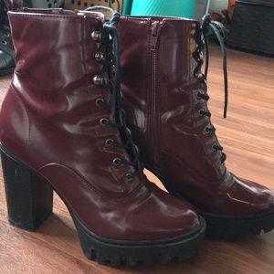 Forever 21 Boots Burgundy